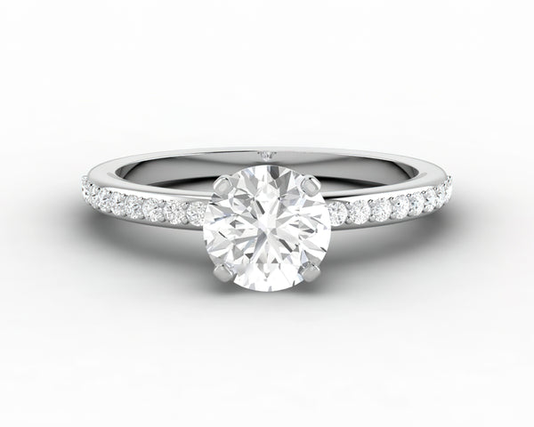 Eleonora 1.0 Ct Round Cut Engagement Ring with Side Stones