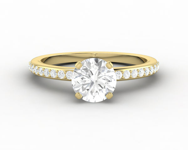 Eleonora 1.0 Ct Round Cut Engagement Ring with Side Stones