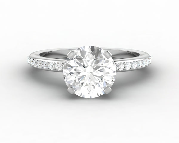 Eleonora 1.75 Ct Round Cut Engagement Ring with Side Stones