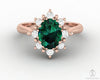 Bridget 1.0 Ct Oval Cut Halo Green Emerald Engagement Ring