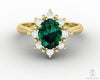 Bridget 1.0 Ct Oval Cut Halo Green Emerald Engagement Ring