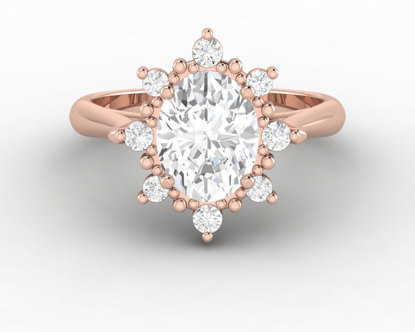 Bridget 1.5 Ct Oval Cut Halo Engagement Ring