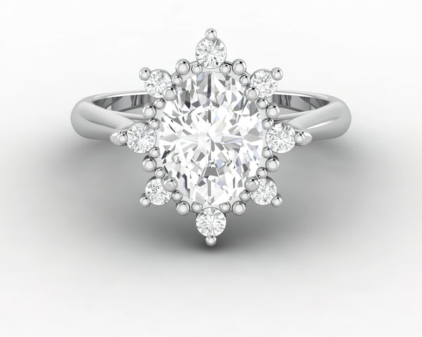Bridget 1.5 Ct Oval Cut Halo Engagement Ring