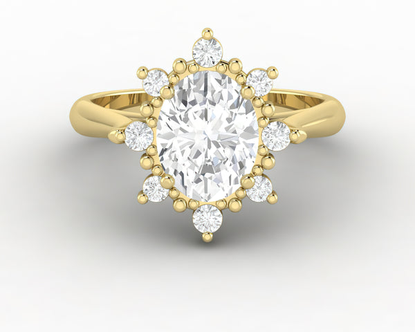 Bridget 1.5 Ct Oval Cut Halo Engagement Ring