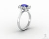 Bridget 1.5 Ct Oval Cut Halo Blue Sapphire Engagement Ring