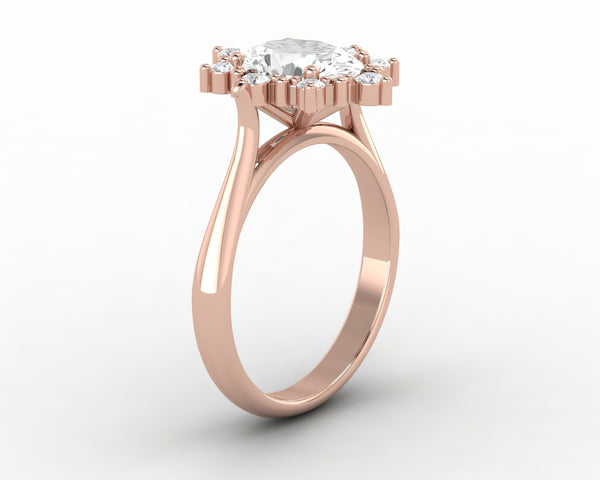 Bridget 1.5 Ct Oval Cut Halo Engagement Ring