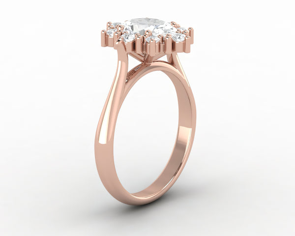 Bridget 1.0 Ct Oval Cut Halo Engagement Ring
