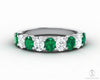 Ivy 1.5 Ct Oval Cut Moissanite and Green Emerald Half Eternity Wedding Band