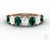 Ivy 2.5 Ct Oval Cut Moissanite and Green Emerald Half Eternity Wedding Band