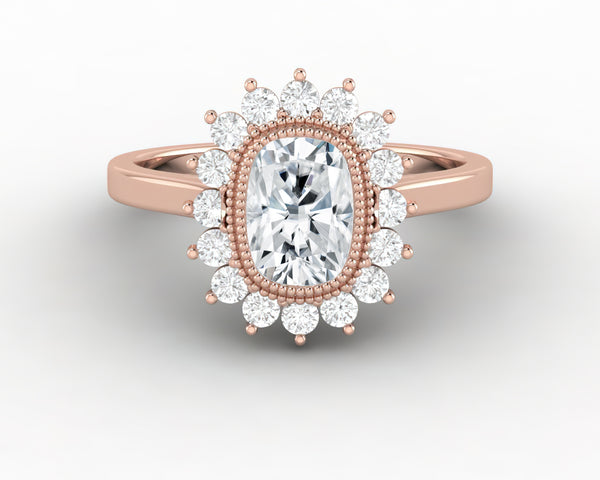 Allegra 1.00 Ct Cushion Cut Halo Engagement Ring