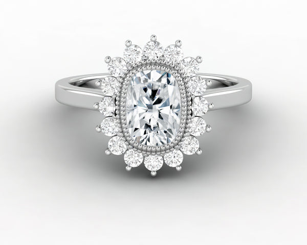 Allegra 1.00 Ct Cushion Cut Halo Engagement Ring