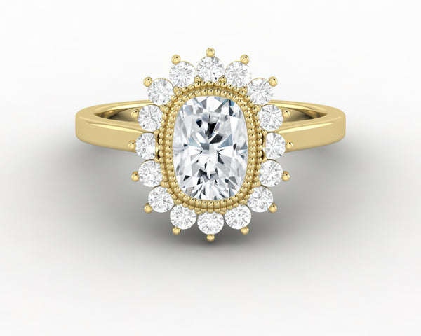 Allegra 1.00 Ct Cushion Cut Halo Engagement Ring