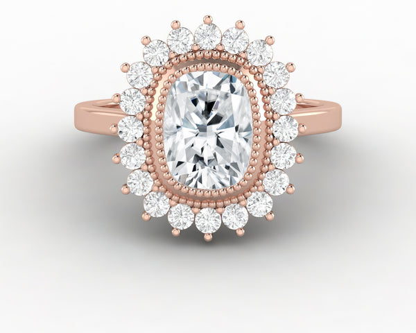 Allegra 1.50 Ct Cushion Cut Halo Moissanite Engagement Ring