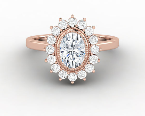 Allegra 0.75 Ct Oval Cut Halo Engagement Ring