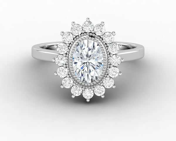 Allegra 0.75 Ct Oval Cut Halo Engagement Ring