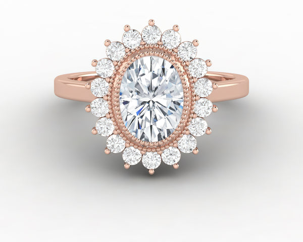 Allegra 1.0 Ct Oval Cut Halo Engagement Ring