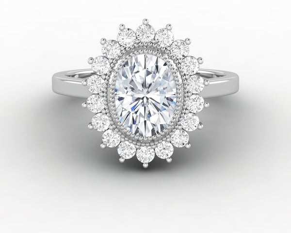 Allegra 1.0 Ct Oval Cut Halo Engagement Ring