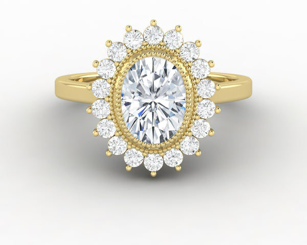 Allegra 1.0 Ct Oval Cut Halo Engagement Ring