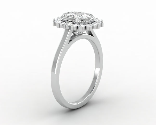 Allegra 1.00 Ct Cushion Cut Halo Engagement Ring