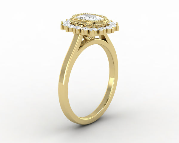 Allegra 1.00 Ct Cushion Cut Halo Engagement Ring