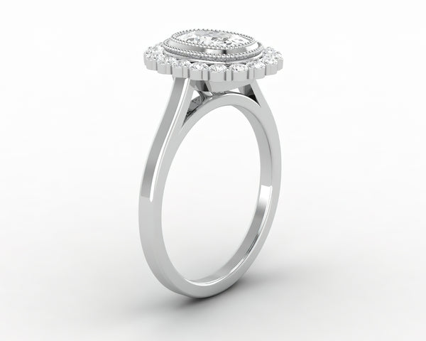Allegra 1.50 Ct Cushion Cut Halo Moissanite Engagement Ring