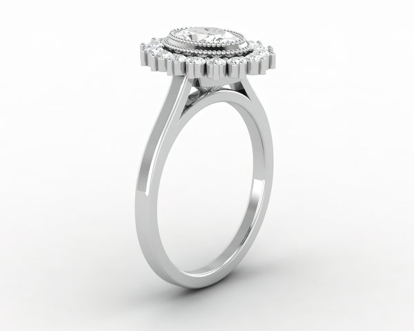 Allegra 0.75 Ct Oval Cut Halo Engagement Ring