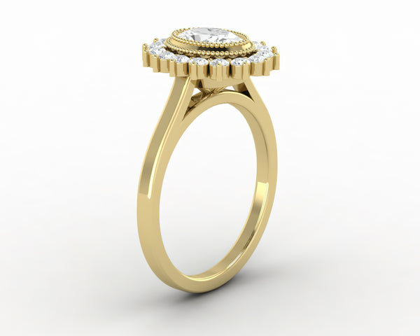 Allegra 0.75 Ct Oval Cut Halo Engagement Ring