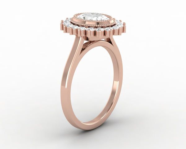 Allegra 1.0 Ct Oval Cut Halo Engagement Ring