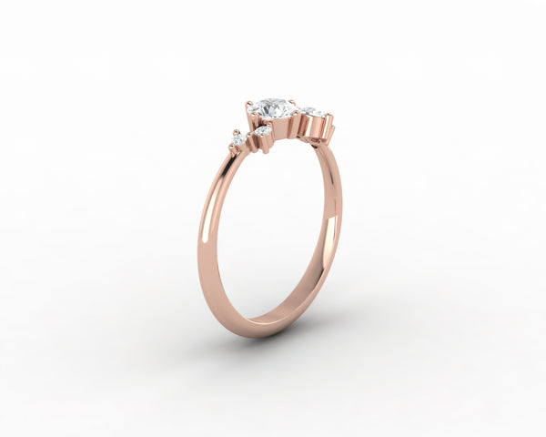 Ellen 0.4 Ct Round Cut Moissanite Engagement Ring