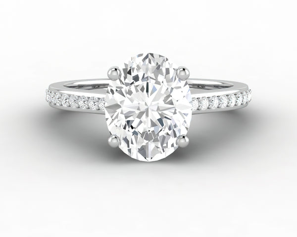 Larisa 2.0 Ct Oval Cut Engagement Ring with Side Stones