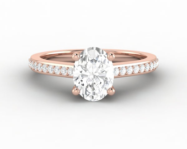 Larisa 1.0 Ct Oval Cut Engagement Ring with Side Stones