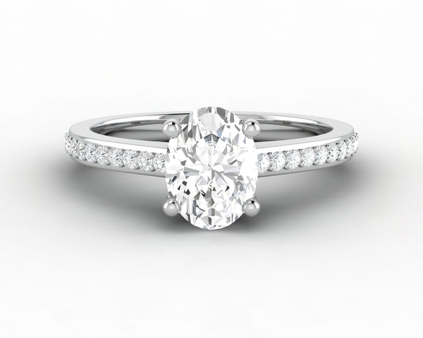 Larisa 1.0 Ct Oval Cut Engagement Ring with Side Stones