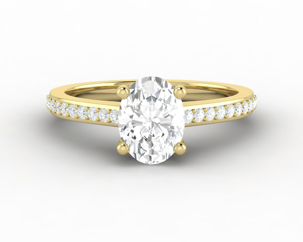 Larisa 1.0 Ct Oval Cut Engagement Ring with Side Stones