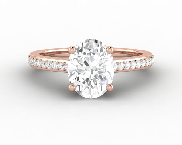 Larisa 1.5 Ct Oval Cut Engagement Ring with Side Stones