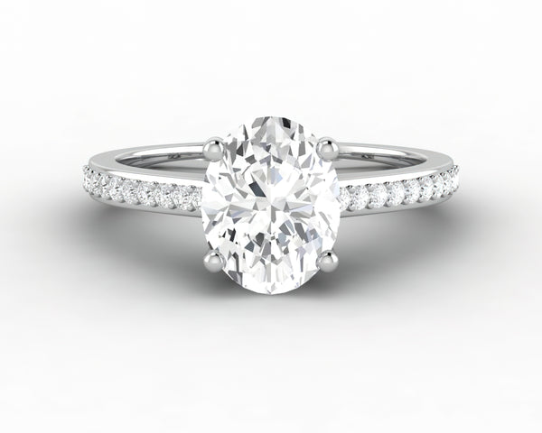Larisa 1.5 Ct Oval Cut Engagement Ring with Side Stones
