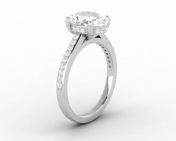 Larisa 2.0 Ct Oval Cut Engagement Ring with Side Stones