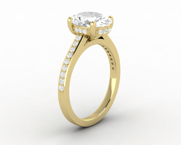 Larisa 2.0 Ct Oval Cut Engagement Ring with Side Stones