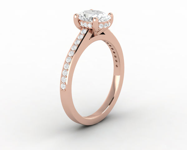 Larisa 1.0 Ct Oval Cut Engagement Ring with Side Stones