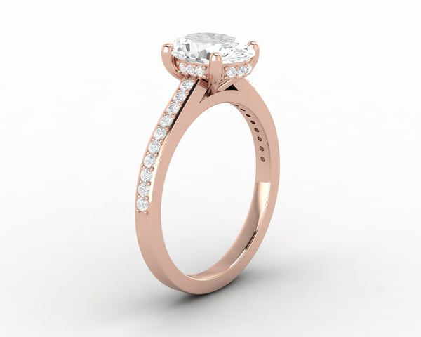 Larisa 1.5 Ct Oval Cut Engagement Ring with Side Stones