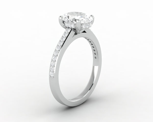 Larisa 1.5 Ct Oval Cut Engagement Ring with Side Stones