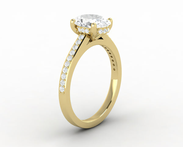 Larisa 1.5 Ct Oval Cut Engagement Ring with Side Stones
