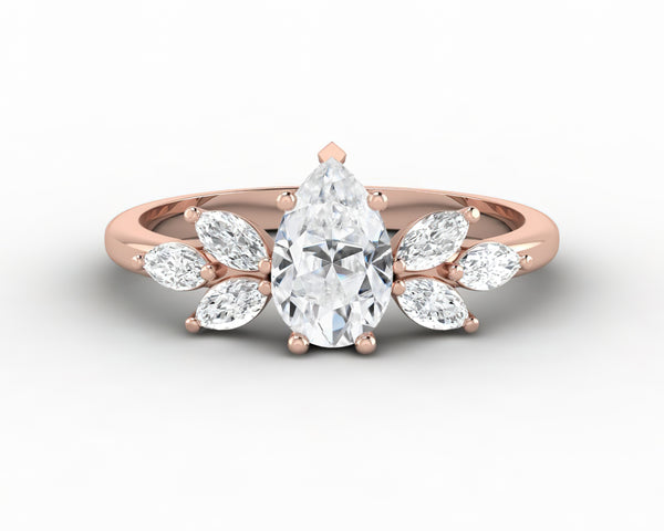 Kristen 0.8 Ct Pear Cut and Marquise Engagement Ring