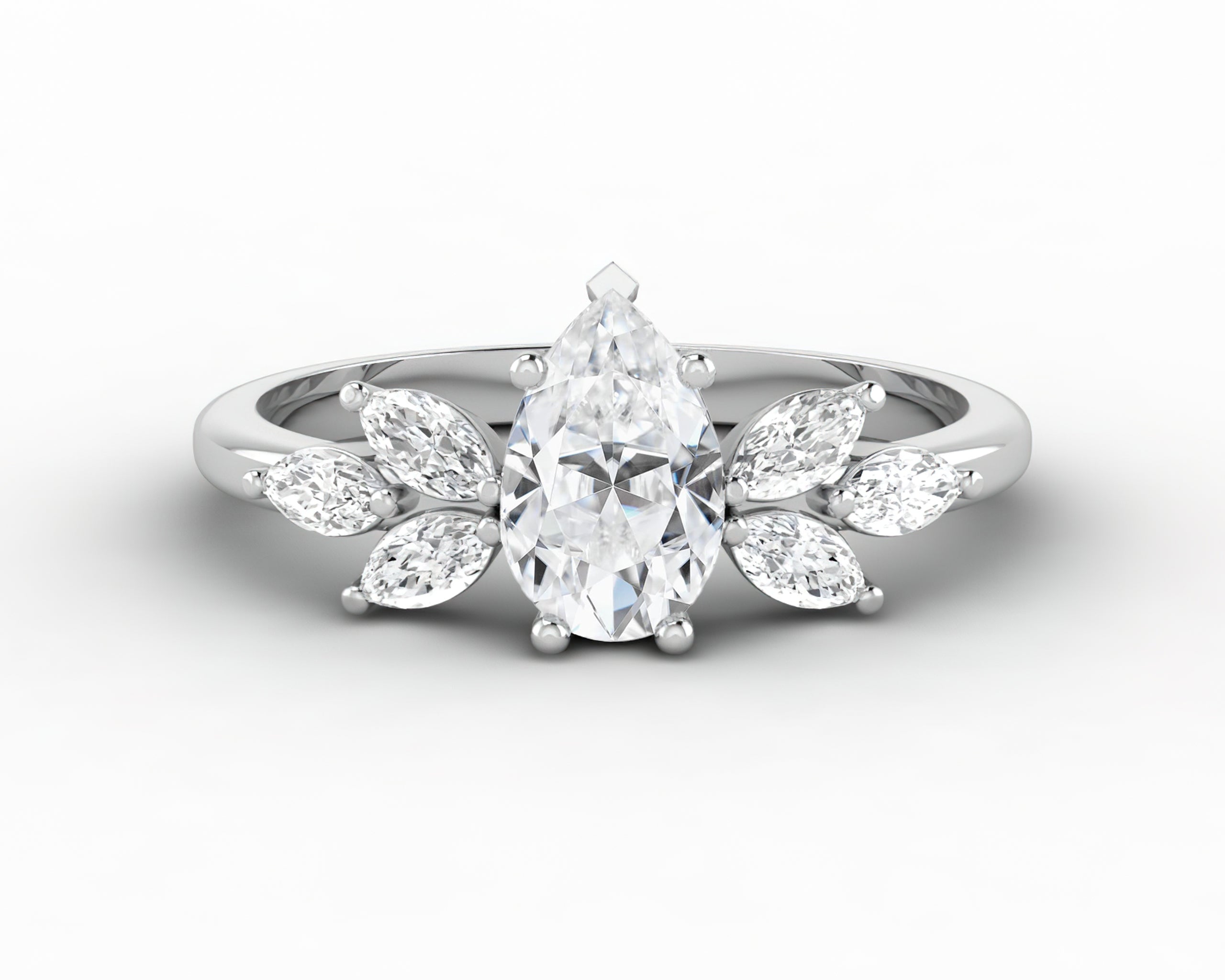 Pear and store marquise engagement rings