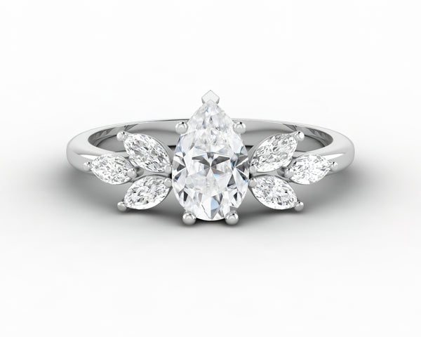 Kristen 0.8 Ct Pear Cut and Marquise Engagement Ring