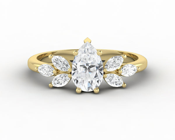 Kristen 0.8 Ct Pear Cut and Marquise Engagement Ring