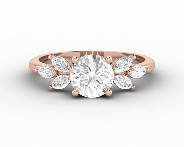 Kristen 1.0 Ct Round Cut and Marquise Engagement Ring