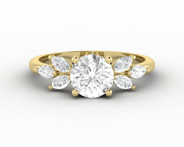 Kristen 1.0 Ct Round Cut and Marquise Engagement Ring