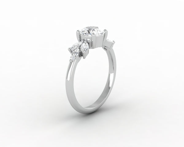 Kristen 1.0 Ct Round Cut and Marquise Engagement Ring
