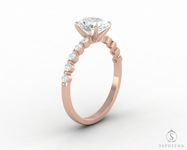 Juliet  1.5 Ct Oval Cut Moissanite Engagement Ring With Side Stones