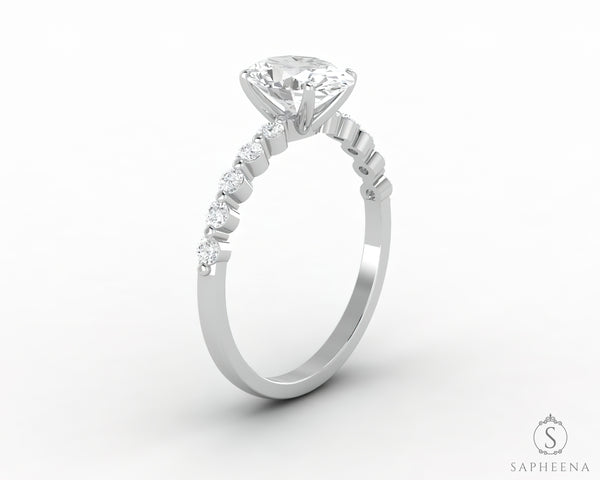 Juliet  1.5 Ct Oval Cut Moissanite Engagement Ring With Side Stones